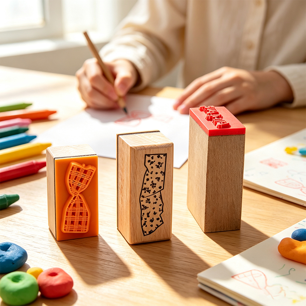 实木儿童印章 可爱卡通橡胶印章 手账 DIY 涂鸦玩具 小学生手工创作盖章